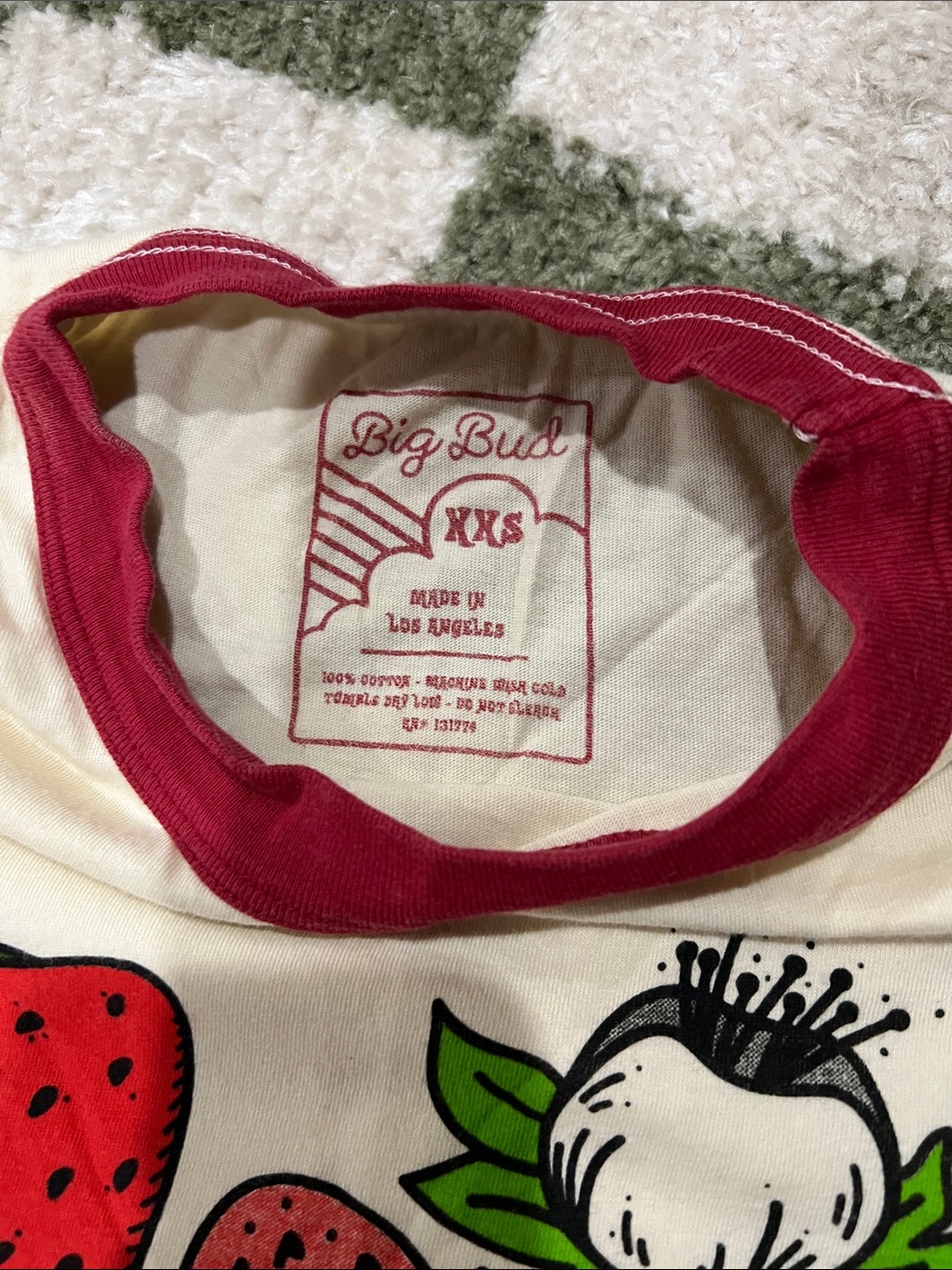 Big Bud press Strawberry Graphic Ringer Tee - Red & Cream - Picture 2 of 3